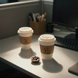 coffee cups on 90s cubicle table