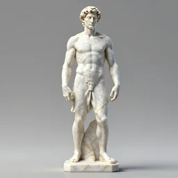 a statue made of white marble with gold veins, of klay thompson, full body shot, perfect symmetrical body, perfect symmetrical face, hyper realistic, hyper detailed, by johannen voss, by peter kemp, by monia merlo, by michelangelo, by ernst haeckel, octane render, blender, 8 k