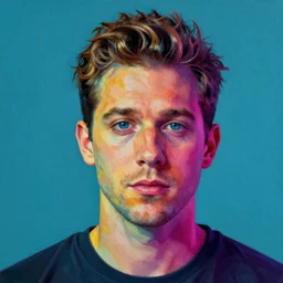 high quality portrait of nathan fielder painted by mad dog jones, synthwave style