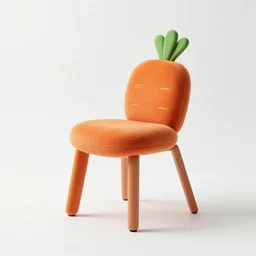 a professional photograph of a new chair inspired in a carrot, white background, product design, minimalism, 4 k, bauhaus