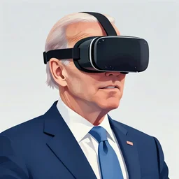 : president biden wearing vr goggles, digital art, illustration, art station