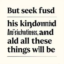 But seek first his kingdom and his righteousness, and all these things will be given to you as well