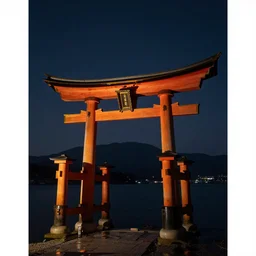 Japanese Torii in a moutain ,night , by Grzegorz Rutkowski,by Grzegorz Rutkowski,by Grzegorz Rutkowski