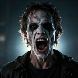 portrait of screaming man with melting face from evil dead ( 2 0 1 3 ), photograph, octane render, unreal engine, award winning photography, backlit, ominous, highly detailed