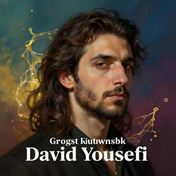 Portrait of David Yousefi ,Composer, heroic, tricolor background, amazing splashscreen artwork, splash art, head slightly tilted, natural light, elegant, intricate, fantasy, atmospheric lighting, cinematic, matte painting, detailed face, by Greg rutkowski
