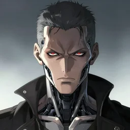 portrait of a male evil and fearful transhuman in anime and cyberpunk style, robotic face, realistic shaded lighting, magali villeneuve, artgerm, rutkowski