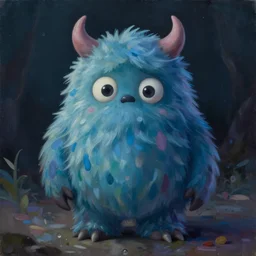 a sad monster, painting, surreal, emotional,