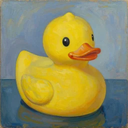 portrait of a yellow rubber duck by hilma af klint, oil on canvas.