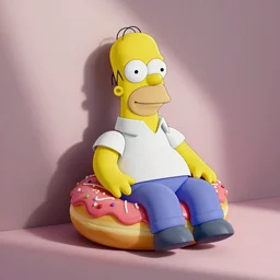 poster of Homer Simpson dreaming of donuts by Tristan Eaton & Greg Rutkowski