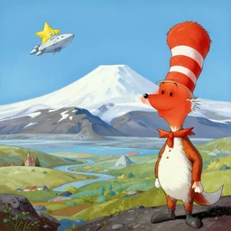 Snæfellsjökull landscape in the style of Dr. Seuss, starships, painting by Ralph McQuarrie