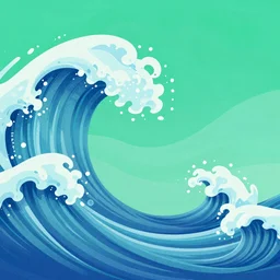 waves, blue and green, illustration, dribble