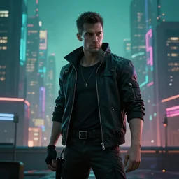 1 8 0 0's man in a cyberpunk city