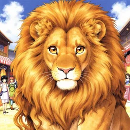 furry art, character portrait of the female anthro lion princess with gorgeous detailed eyes in the marketplace in the sky, color page, tankoban, 4 k, tone mapping, doll, akihiko yoshida, james jean andrei riabovitchev marc simonetti, yoshitaka amano, long hair, curly, h. hydrochaeris