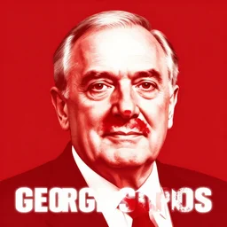 george soros communist propaganda, high contrast, graphic design, red colors, by fairey shepard