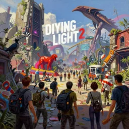 painting of scenes from the game dying light 2 mixed with horizon zero dawn 2, busy, bustling, vibrant, ruins, by conrad roset, by ruan jia, by yoshitaka amano, cgsociety, artstation, portfolio quality.