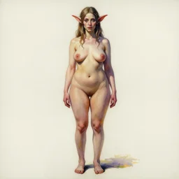 a oil / watercolor painting full body character portrait of a irrational, uneducated female half - djinn heretic. she has a curvy build. her wardrobe is plain. in the style of moebius in the style of leonard boyarsky trending on artstation deviantart pinterest detailed realistic hd 8 k high resolution
