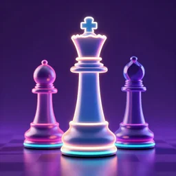 a queen chess piece 3 d neon art, 8 k resolution