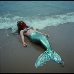 a mermaid washed up on shore, analog horror, found footage video
