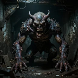 a monster of unknown power lurking in a dark dingy basement, 8 k