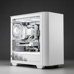 white pc case black line art