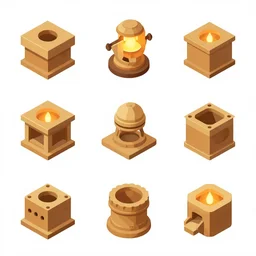 fantasy isometric 3 d icons, 8 k, vector image, stock vector icons
