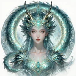symmetry!! portrait of a water dragon woman, fantasy, dragon scales, glowing lights!! intricate, elegant, highly detailed, digital painting, artstation, concept art, smooth, sharp focus, illustration, art by artgerm and greg rutkowski and alphonse mucha