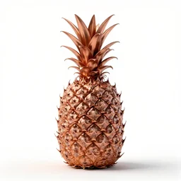 copper pineapple, clean 3d render, octane render, isolated on a pure white background, centered, entire object in frame, sharp focus, soft studio lighting