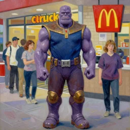 Thanos waiting in line at a McDonalds, Post-impressionism