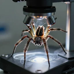 a specimen of a spider unfolded under a microscope, highly detailed