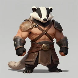 anthropomorphic muscled badger warrior, Artstation