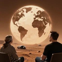 elon musk watching the world form the mars