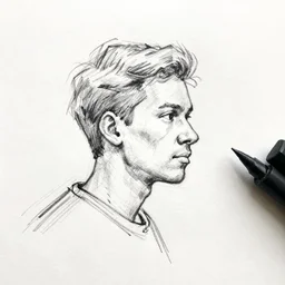 a sketch drawing, drawn man from dashes, trending on artstation
