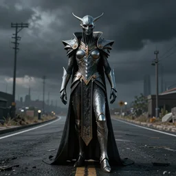 high definition photo of nyarlathotep on a dark road, photorealistic, detailed, 8 k