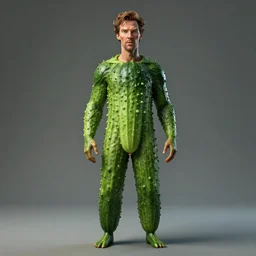 hyperrealistic film full body still of benedict cumberbatch disguised as a cucumber, vegetable life form, stunning 3 d render, inspired by istvan sandorfi & greg rutkowski & unreal engine, perfect symmetry, dim volumetric cinematic lighting, 8 k octane comprehensive render, extremely hyper - detailed, incredibly lifelike attributes, intricate, real flesh texture, masterpiece, artstation, stunning,