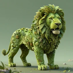a green lion made of weed Intricate ultradetailed illustration by Dan Mumford,trending on artstation