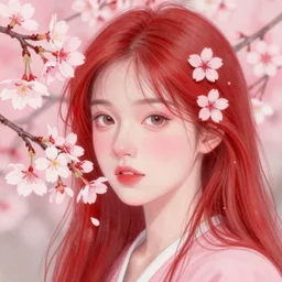 a beautiful red-ish and pink-ish deformed sakura painted by an unknown artist, unknown artstyle, unknown date and year, undiscovered