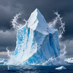 iceberg giant frozen tundra splash art graphic design color splash high contrasting art, fantasy, highly detailed, art by greg rutkowski