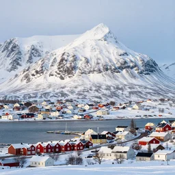 a beautiful town in svalbard, snow