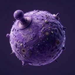 a highly detailed 3 d render of a purple solarpunk planet