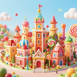 concept art of a town made of candy, whimsical, joyful, colorful, vibrant, highly detailed, extreme details