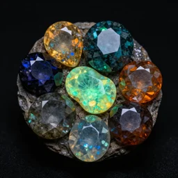 material study, strange exotic gemstones, translucent, fluorescent, glowing, beautiful, low light, colorful, sharp focus, highly detailed, 4 k, black background