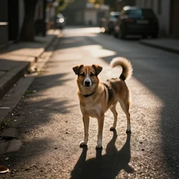One dog on the street.