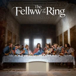 the fellowship of the ring, in the style of the last supper