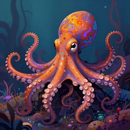 hippy octopus, psychdelic multicolored, 8 k