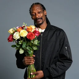 Snoop Dogg crying while holding a Vase of flowers for a 1990s sitcom tv show, Studio Photograph, portrait, very sad C 12.0
