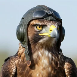 a buzzard wearing a fighter pilot helmet, hyper - realistic, hyper - detailed, 4 k