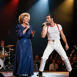 margaret thatcher performing with freddie mercury and brian may at live aid