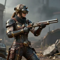 A steampunk gun, 4k, ultra hd
