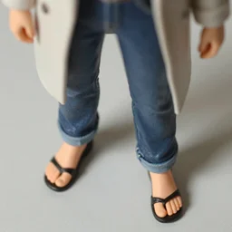 beautiful overhead perspective extreme closeup portrait photo in style of 1990s frontiers in 1/6 scale art figure model retrofuturism french seinen manga street fashion photography wachowski edition, focus on feet, eye contact, highly detailed, soft lighting