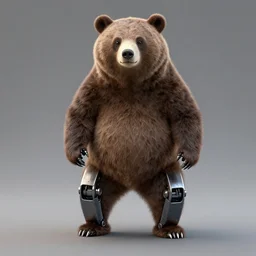 bear with robotic legs, photo, detailed, 4k